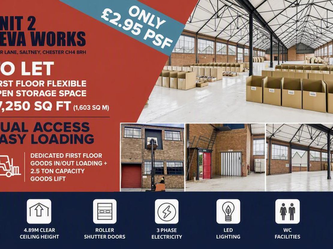 First Floor Open Storage Space  Unit 2 Deva Works, Chester, River Lane, Saltney, Flintshire, CH4 8RH
